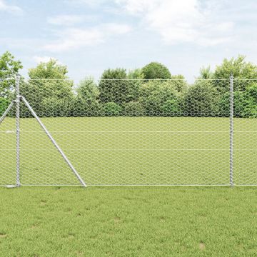 Gossi gard hexagonal cu 13 posturi argintiu 1x25 m otel galvanizat