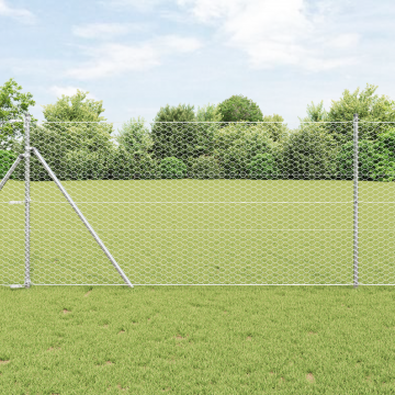Gossi gard hexagonal cu 13 posturi argintiu 1x25 m otel galvanizat