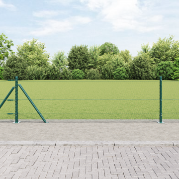 Gossi gard hexagonal verde 0.6x10 m otel, stalpi de gard Gossi cu placi baza 7 buc Ø32mm 70cm otel galvanizat