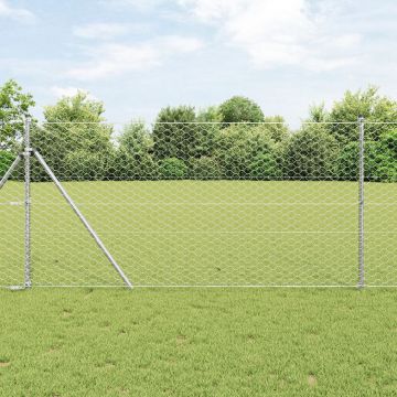 Gossi imprejmuire cu plasa cu 7 stalpi 1.2x25 m otel argintiu