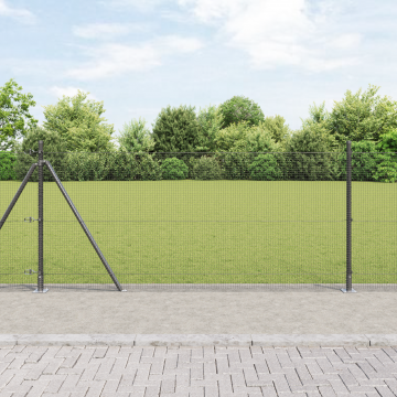 Gossi imprejmuire cu plasa sudata cu 13 stalpi gri flansati 0.8x25 m otel