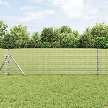 Gossi imprejmuire cu sarma sudata cu 13 stalpi 0.4x50 m otel galvanizat