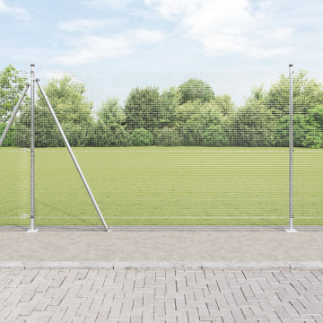 Gossi imprejmuire cu sarma sudata cu 7 stalpi flansati 1.6x10 m otel galvanizat