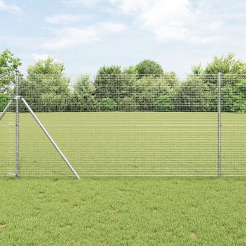 Gossi imprejmuire din sarma sudata cu 13 stalpi 1.4x25 m otel galvanizat