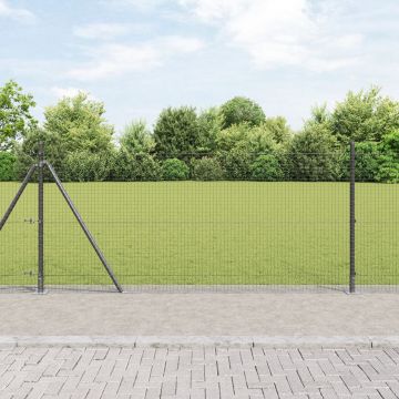 Gossi imprejmuire sudata cu 13 stalpi flansati gri 1 x 25 m otel
