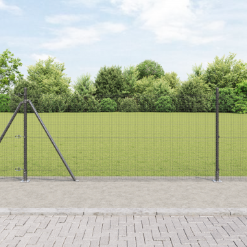 Gossi imprejmuire sudata cu 7 stalpi cu flansa gri 0.8x10 m otel