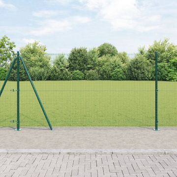 Gossi ingradire din plasa sudata cu 13 stalpi flansati verde 1.2x25 m otel