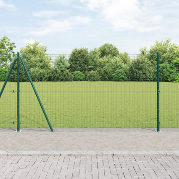 Gossi ingradire din plasa sudata cu 13 stalpi flansati verde 1.2x25 m otel