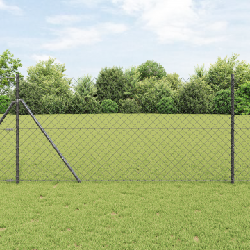 Gossi ingradire din sarma legata cu 13 stalpi 1.4x25 m din otel galvanizat gri