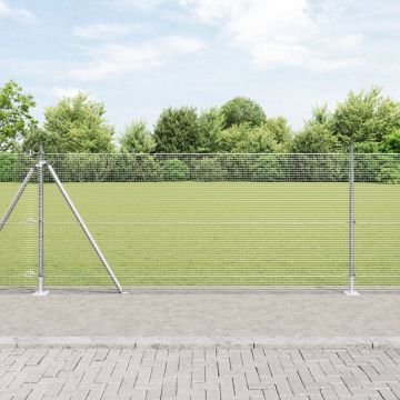 Gossi ingradire din sarma sudata cu 13 stalpi flansati 1x25 m otel galvanizat