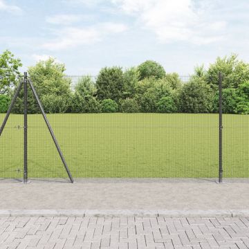 Gossi ingradire din sarma sudata cu 13 stalpi flansati gri 1.2x25 m otel