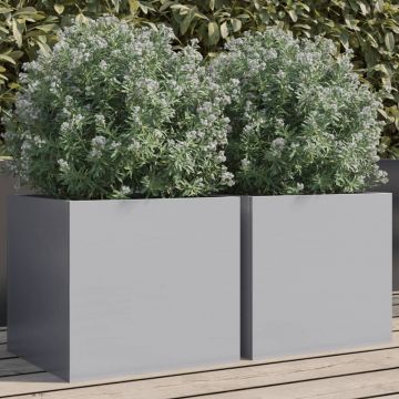 Gossi jardiniere, 2 buc., argintiu, 32x30x29 cm, otel galvanizat