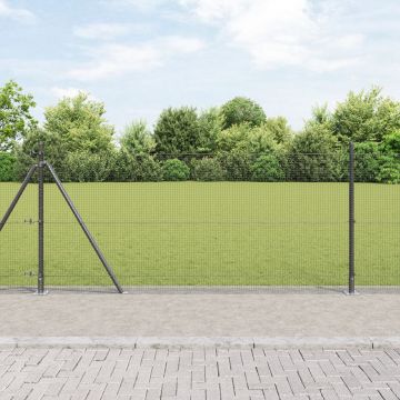 Gossi set posturi gard set de 2 gri metal si pvc 25 x 1 m durabil