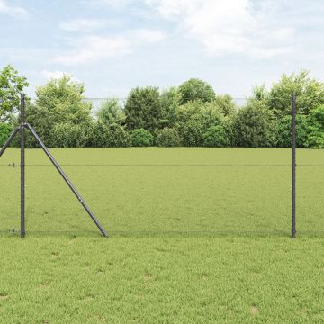 Imprejmuire hexagonala Gossi gri 1,4x25 m otel, stalpi de imprejmuire Gossi 13 buc gri Ø32 mm 190 cm otel galvanizat