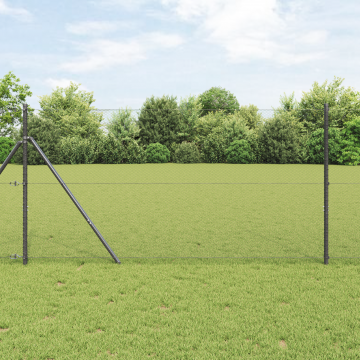 Imprejmuire hexagonala Gossi gri 1,4x25 m otel, stalpi de imprejmuire Gossi 13 buc gri Ø32 mm 190 cm otel galvanizat