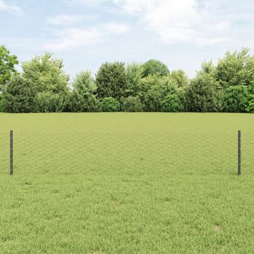 Posturi de ingradire Gossi 5 buc canale u gri 40 cm otel, ingradire hexagonala gri 0,4x10 m otel
