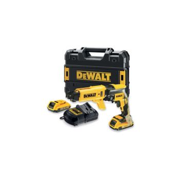 DEWALT șurubelniță fără fir pentru gips carton + magazie 18 V fără perie de carbon (2 x 2,0 Ah+încărcător+TSTAK) DCF62