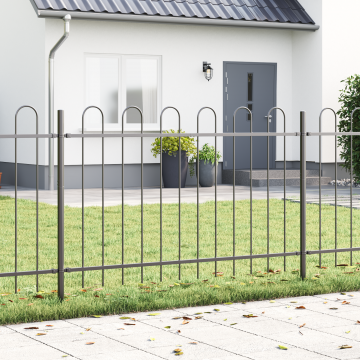 Gard de gradina Gossi cu varf in forma de arc gri 1,7x0,8 m otel