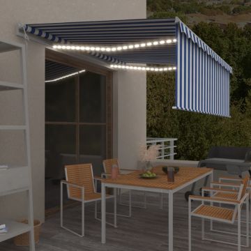 Gossi copertina automata cu stor&senzor vant&led, albastru&alb, 4x3 m