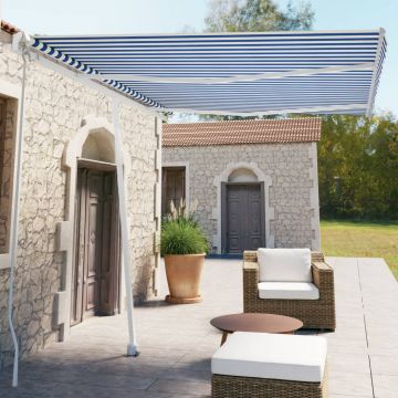 Gossi copertina autonoma retractabila manual, albastru/alb, 350x250cm