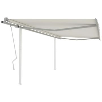 Gossi copertina retractabila manual, cu stalpi, crem, 4,5x3,5 m