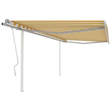 Gossi copertina retractabila manual, cu stalpi galben/alb, 4x3,5 m