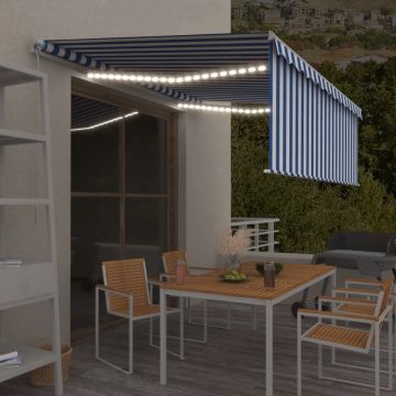 Gossi copertina retractabila manual cu stor&led, albastru&alb, 4x3 m