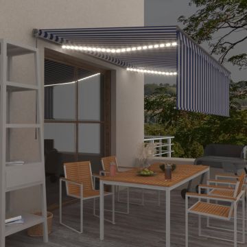 Gossi copertina retractabila manual cu stor&led, albastru&alb, 4x3 m