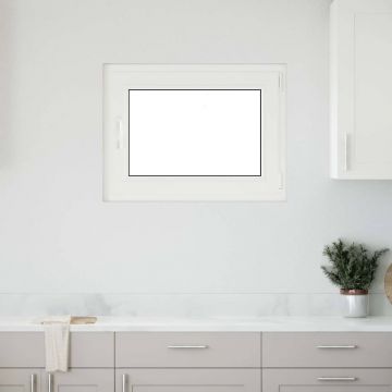 Gossi fereastra de subsol „risor” 80x50 cm oscilo-batanta din dreapta, alba