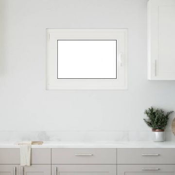 Gossi fereastra de subsol „risor” 80x50 cm oscilo-batanta din stanga, alba