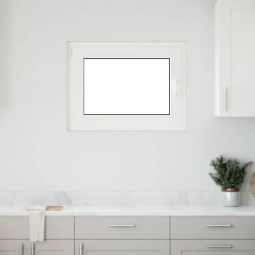 Gossi fereastra de subsol „risor” 80x70 cm oscilo-batanta din stanga, alba
