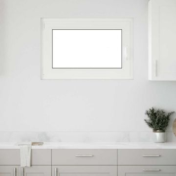 Gossi fereastra de subsol „risor” 90x70 cm oscilo-batanta din stanga, alba