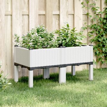 Gossi jardiniera de gradina cu picioare, alb, 80x40x42 cm, pp