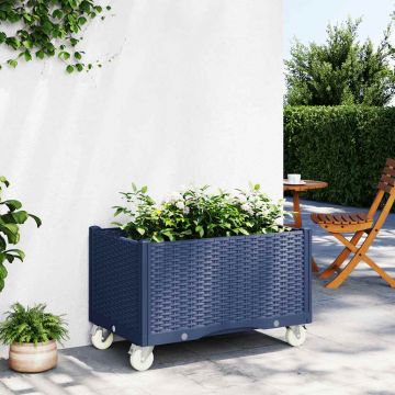 Gossi jardiniera de gradina cu picioare, albastru gri, 80x50x54 cm, pp