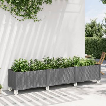 Gossi jardiniera de gradina cu picioare, gri deschis, 240x50x54cm, pp