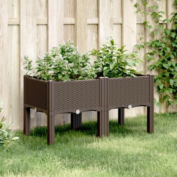 Gossi jardiniera de gradina cu picioare, maro, 80x40x42 cm, pp