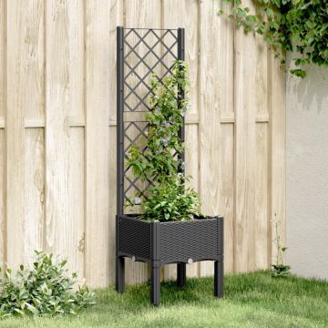 Gossi jardiniera de gradina cu spalier, negru, 40x40x142 cm, pp