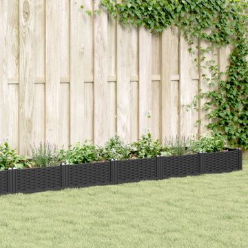 Gossi jardiniera de gradina cu tarusi, negru, 362,5x42,5x28,5 cm, pp