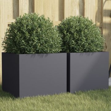 Gossi jardiniere, 2 buc., antracit, 32x30x29 cm, otel laminat la rece
