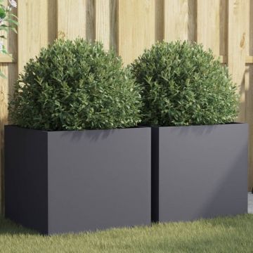 Gossi jardiniere, 2 buc., antracit, 49x47x46 cm, otel laminat la rece