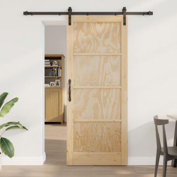 Gossi set usa glisanta cu accesorii 86x211 cm din lemn masiv de pin, usa interioara 'orkdal'86x211x4 cm din lemn masiv de pin