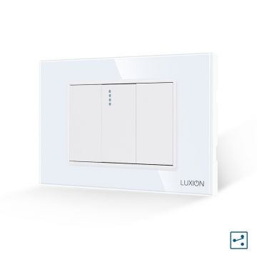 Intrerupator Simplu Cruce Mecanic 1M si 2 Taste False LUXION cu Rama din Sticla, Standard Italian, 3M