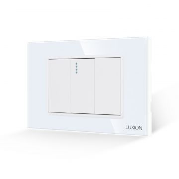 Intrerupator Simplu Mecanic 1M si 2 Taste False LUXION cu Rama din Sticla, Standard Italian, 3M