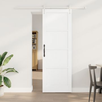 Usa cu racire Gossi cu set de hardware alb 73.5x211 cm lemn solid de pin, usa interioara orkdal alb 73.5x211x4 cm lemn solid de pin