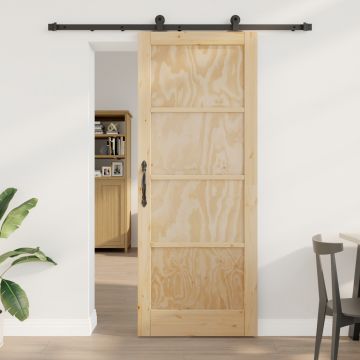 Usa glisanta Gossi cu accesorii 83x211 cm din lemn masiv de pin, usa interioara Gossi orkdal 83x211x4 cm din lemn masiv de pin