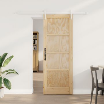 Usa glisanta Gossi cu set de accesorii 73.5x198.5 cm din lemn solid de pin, usa interioara Gossi 'orkdal'73.5x198.5x4 cm din lemn solid de pin
