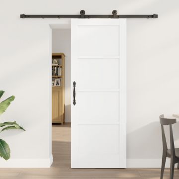Usa glisanta Gossi cu set de accesorii alb 73.5x198.5 cm din lemn masiv de pin, usa interioara Gossi 'orkdal'alb 73.5x198.5x4 cm din lemn masiv de pin