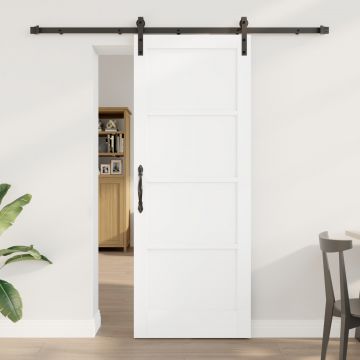Usa glisanta Gossi cu set de accesorii alb 78x202 cm din lemn masiv de pin, usa interioara 'orkdal'Gossi alb 78x202x4 cm din lemn masiv de pin