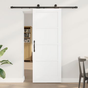 Usa glisanta Gossi cu set de accesorii alb 78x202 cm lemn masiv din pin, usa de interior 'orkdal'Gossi alb 78x202x4 cm lemn masiv din pin