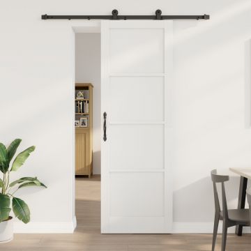 Usa glisanta Gossi cu set de accesorii alb 78x232 cm din lemn masiv de pin, usa interioara 'orkdal'Gossi alb 78x232x4 cm din lemn masiv de pin